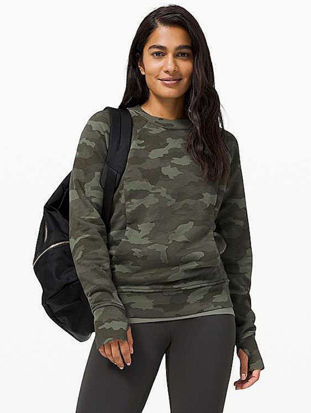 Lululemon Scuba Crew Heritage 365 Camo Green Twill Multi